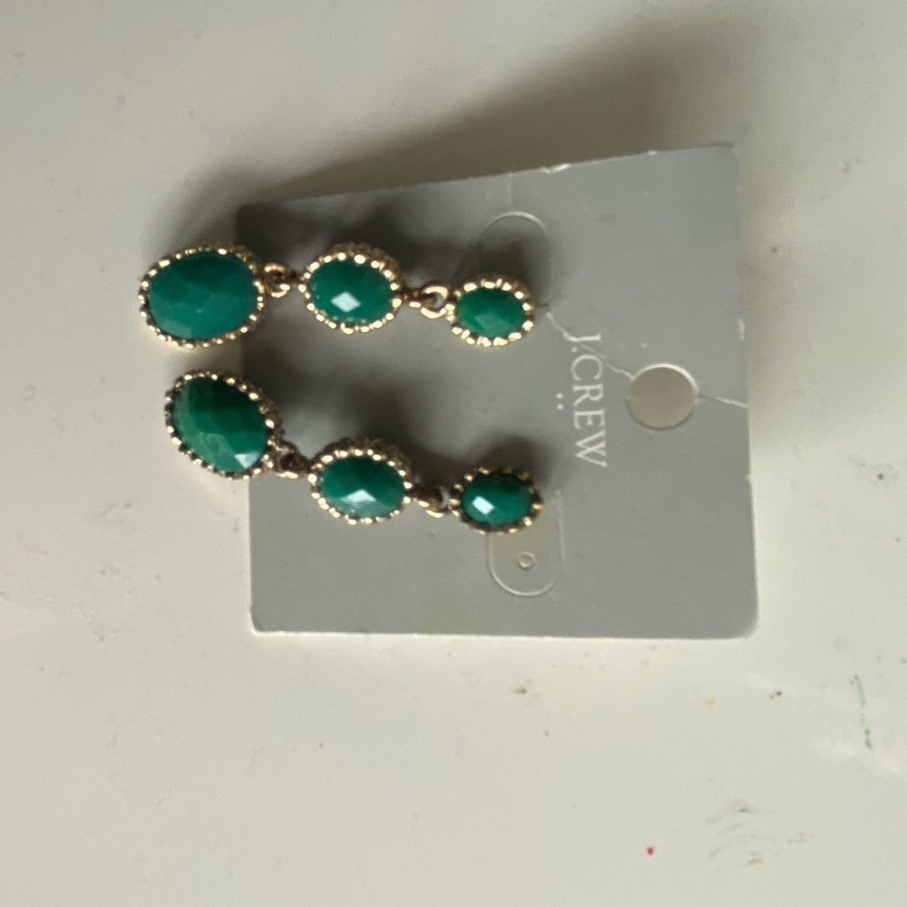 J. Crew Green drop earrings